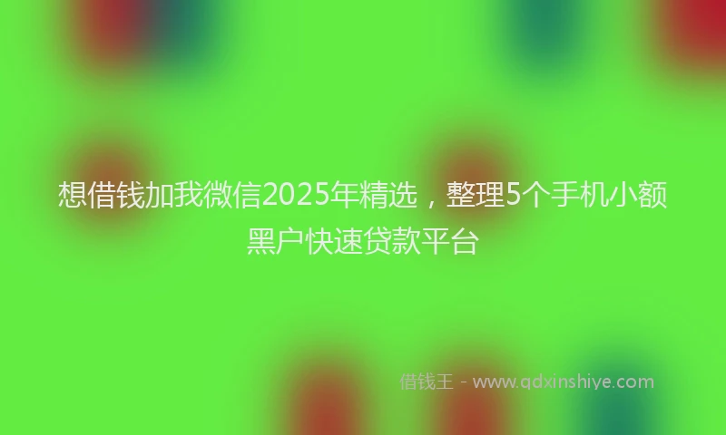 想借钱加我微信2025年精选，整理5个手机小额黑户快速贷款平台