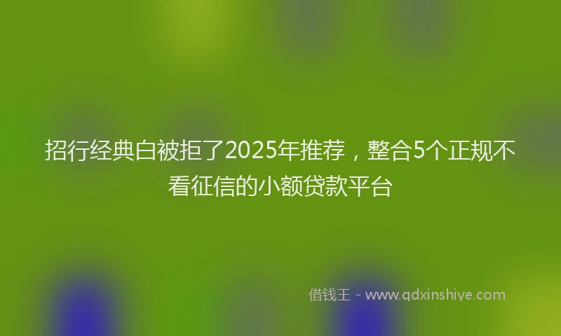 招行经典白被拒了2025年推荐，整合5个正规不看征信的小额贷款平台