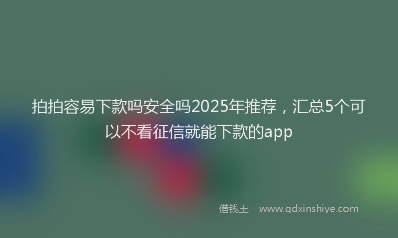 拍拍容易下款吗安全吗2025年推荐，汇总5个可以不看征信就能下款的app