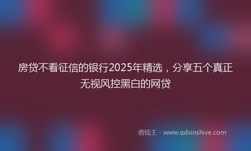 房贷不看征信的银行2025年精选，分享五个真正无视风控黑白的网贷