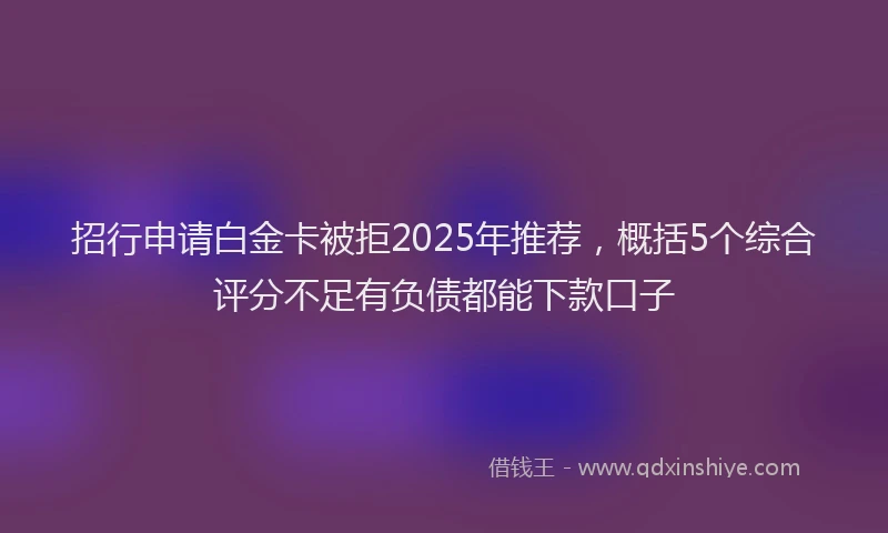 招行申请白金卡被拒2025年推荐，概括5个综合评分不足有负债都能下款口子