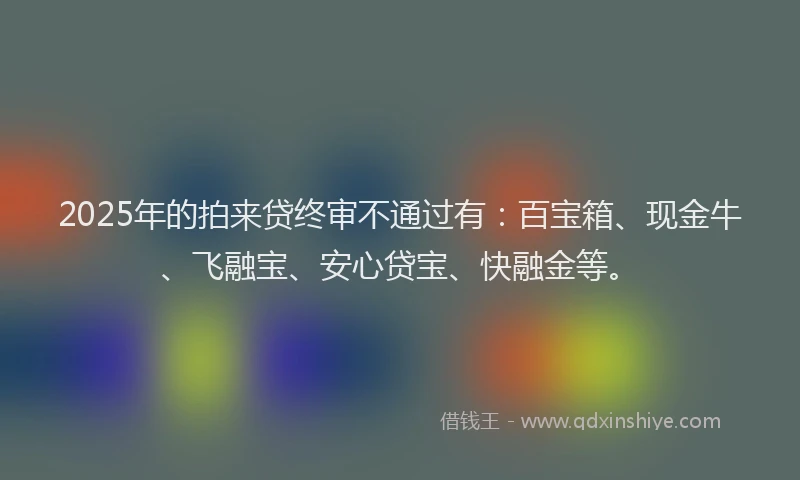 2025年的拍来贷终审不通过有：百宝箱、现金牛、飞融宝、安心贷宝、快融金等。