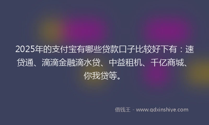 2025年的支付宝有哪些贷款口子比较好下有：速贷通、滴滴金融滴水贷、中益租机、千亿商城、你我贷等。