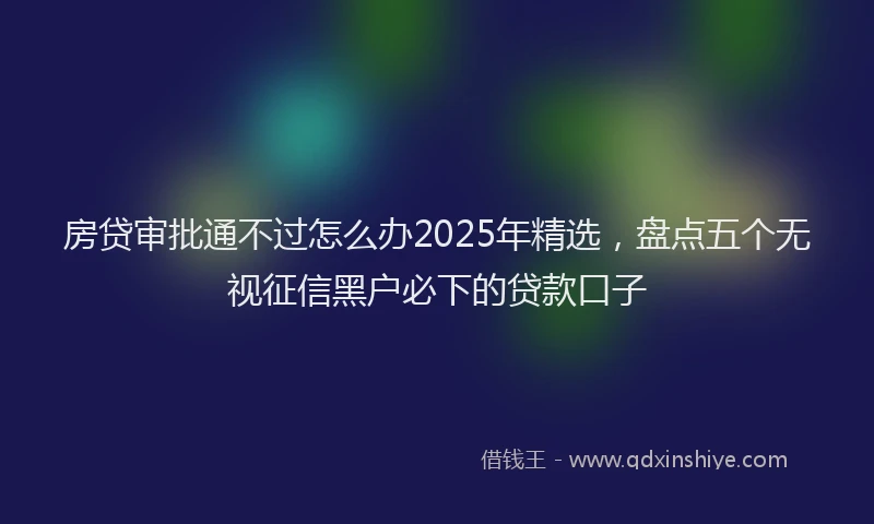 房贷审批通不过怎么办2025年精选，盘点五个无视征信黑户必下的贷款口子
