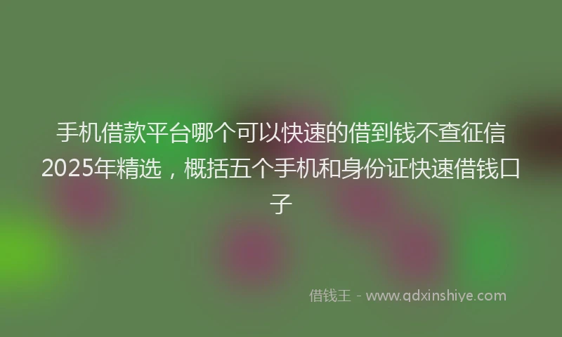 手机借款平台哪个可以快速的借到钱不查征信2025年精选，概括五个手机和身份证快速借钱口子