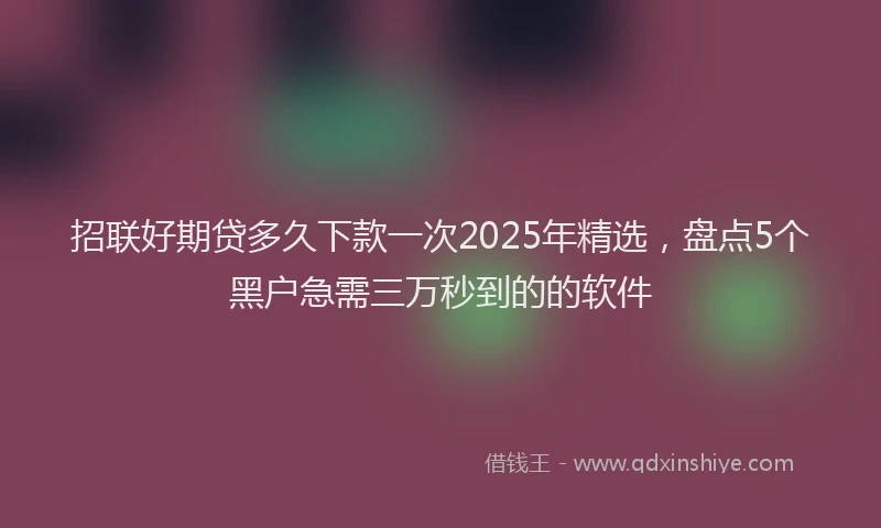 招联好期贷多久下款一次2025年精选，盘点5个黑户急需三万秒到的的软件
