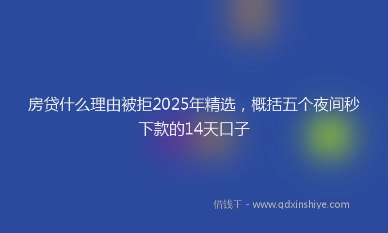 房贷什么理由被拒2025年精选，概括五个夜间秒下款的14天口子