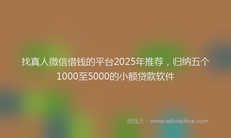 找真人微信借钱的平台2025年推荐，归纳五个1000至5000的小额贷款软件