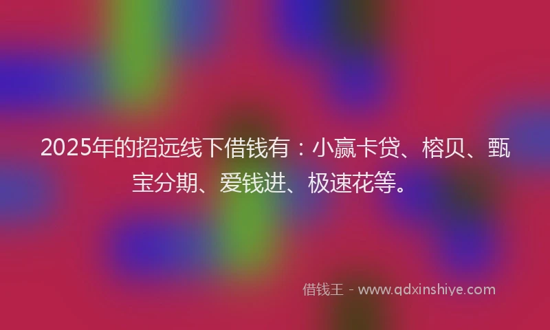 2025年的招远线下借钱有：小赢卡贷、榕贝、甄宝分期、爱钱进、极速花等。