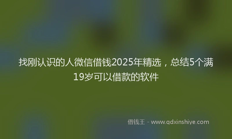 找刚认识的人微信借钱2025年精选，总结5个满19岁可以借款的软件