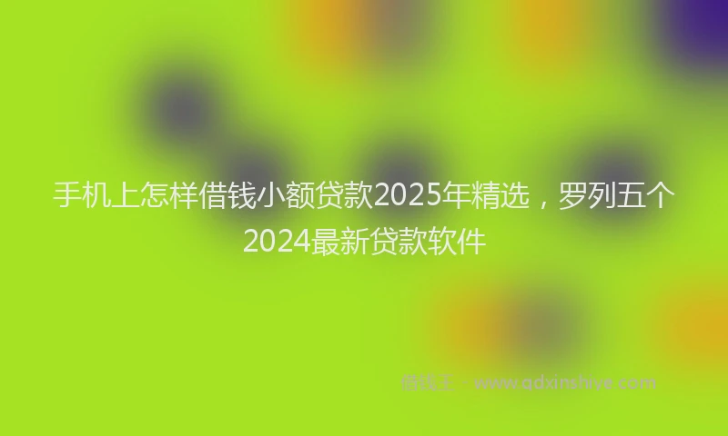 手机上怎样借钱小额贷款2025年精选，罗列五个2024最新贷款软件