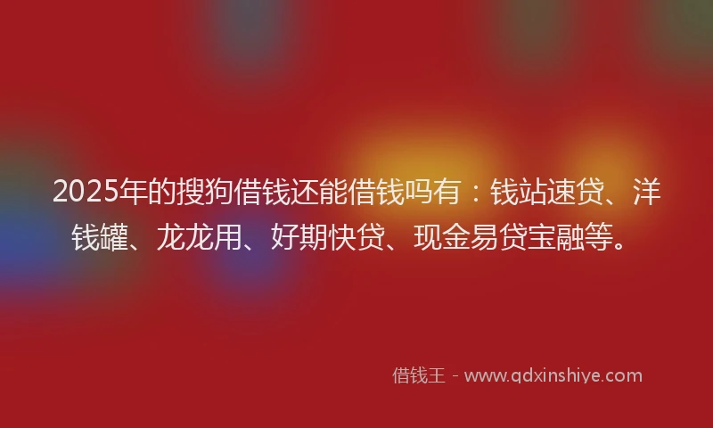 2025年的搜狗借钱还能借钱吗有：钱站速贷、洋钱罐、龙龙用、好期快贷、现金易贷宝融等。