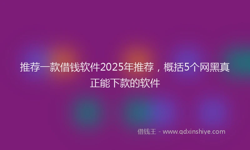 推荐一款借钱软件2025年推荐，概括5个网黑真正能下款的软件