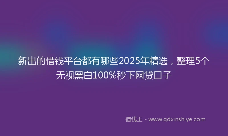 新出的借钱平台都有哪些2025年精选，整理5个无视黑白100%秒下网贷口子