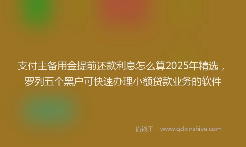 支付主备用金提前还款利息怎么算2025年精选，罗列五个黑户可快速办理小额贷款业务的软件