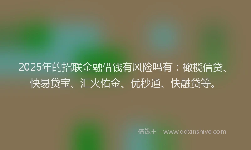 2025年的招联金融借钱有风险吗有：橄榄信贷、快易贷宝、汇火佑金、优秒通、快融贷等。