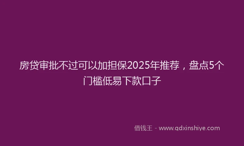 房贷审批不过可以加担保2025年推荐，盘点5个门槛低易下款口子