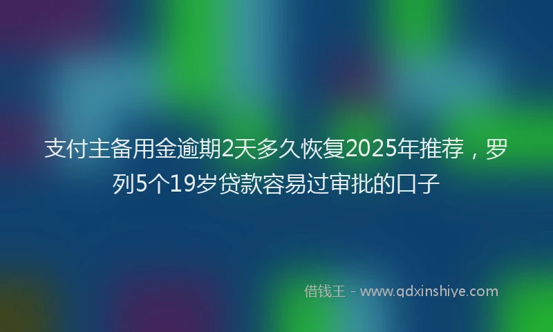 支付主备用金逾期2天多久恢复2025年推荐，罗列5个19岁贷款容易过审批的口子