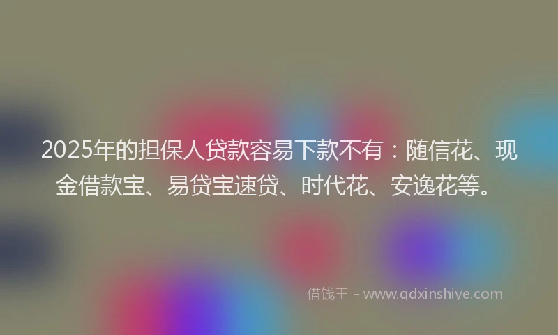 2025年的担保人贷款容易下款不有：随信花、现金借款宝、易贷宝速贷、时代花、安逸花等。