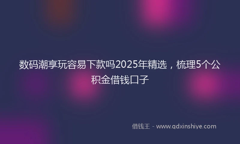 数码潮享玩容易下款吗2025年精选，梳理5个公积金借钱口子