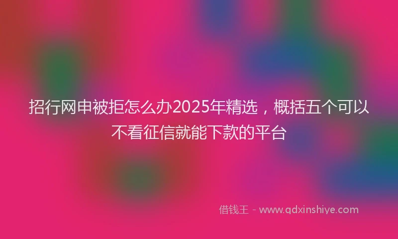 招行网申被拒怎么办2025年精选，概括五个可以不看征信就能下款的平台