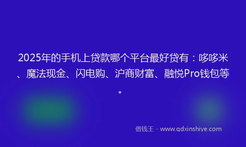 2025年的手机上贷款哪个平台最好贷有：哆哆米、魔法现金、闪电购、沪商财富、融悦Pro钱包等。