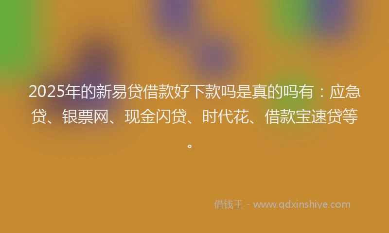 2025年的新易贷借款好下款吗是真的吗有：应急贷、银票网、现金闪贷、时代花、借款宝速贷等。