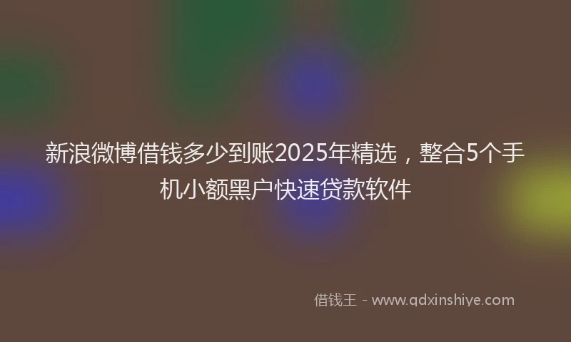 新浪微博借钱多少到账2025年精选，整合5个手机小额黑户快速贷款软件
