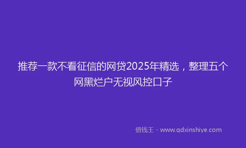 推荐一款不看征信的网贷2025年精选，整理五个网黑烂户无视风控口子