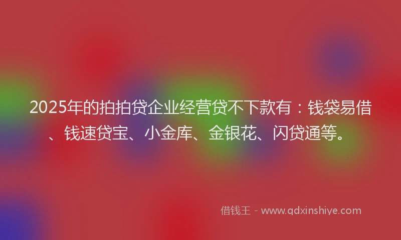 2025年的拍拍贷企业经营贷不下款有：钱袋易借、钱速贷宝、小金库、金银花、闪贷通等。