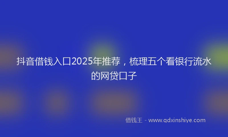 抖音借钱入口2025年推荐，梳理五个看银行流水的网贷口子