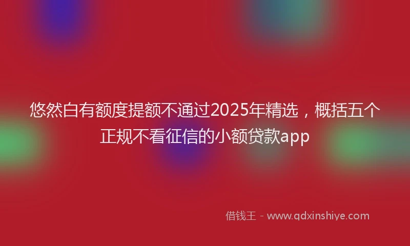 悠然白有额度提额不通过2025年精选，概括五个正规不看征信的小额贷款app