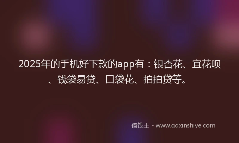 2025年的手机好下款的app有：银杏花、宜花呗、钱袋易贷、口袋花、拍拍贷等。