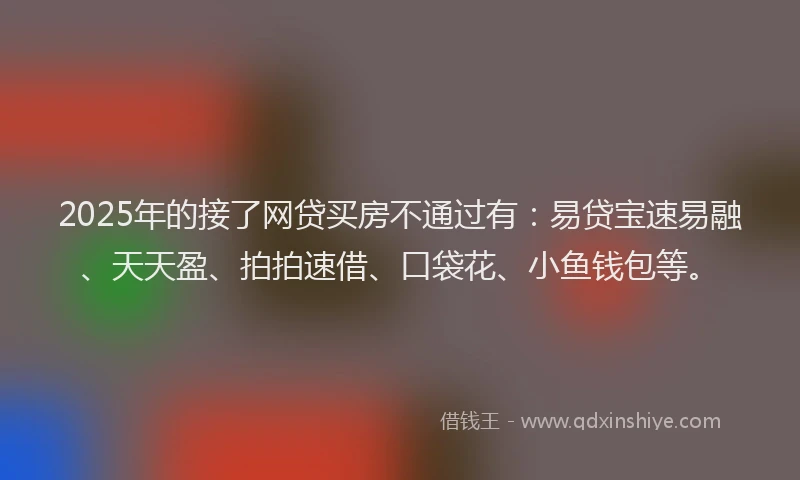 2025年的接了网贷买房不通过有：易贷宝速易融、天天盈、拍拍速借、口袋花、小鱼钱包等。