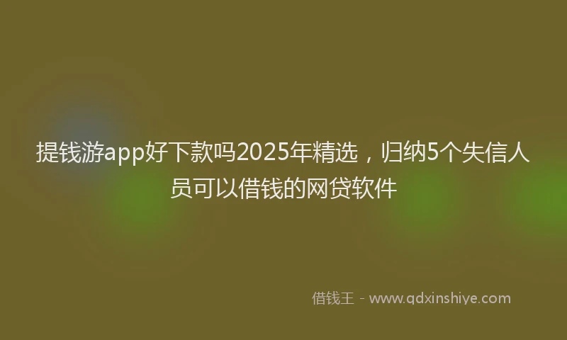 提钱游app好下款吗2025年精选，归纳5个失信人员可以借钱的网贷软件