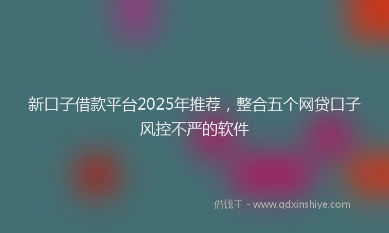 新口子借款平台2025年推荐，整合五个网贷口子风控不严的软件