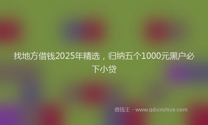 找地方借钱2025年精选，归纳五个1000元黑户必下小贷