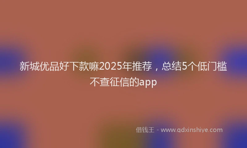 新城优品好下款嘛2025年推荐，总结5个低门槛不查征信的app