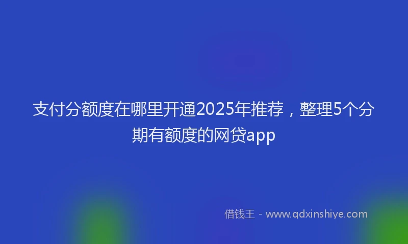 支付分额度在哪里开通2025年推荐，整理5个分期有额度的网贷app