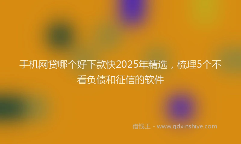手机网贷哪个好下款快2025年精选，梳理5个不看负债和征信的软件