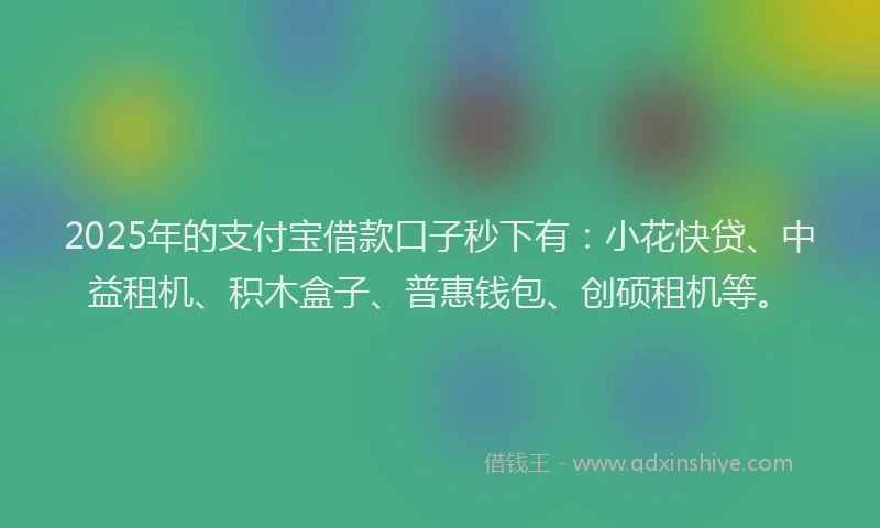 2025年的支付宝借款口子秒下有：小花快贷、中益租机、积木盒子、普惠钱包、创硕租机等。
