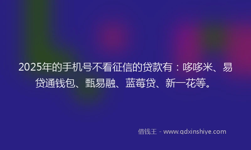 2025年的手机号不看征信的贷款有：哆哆米、易贷通钱包、甄易融、蓝莓贷、新一花等。