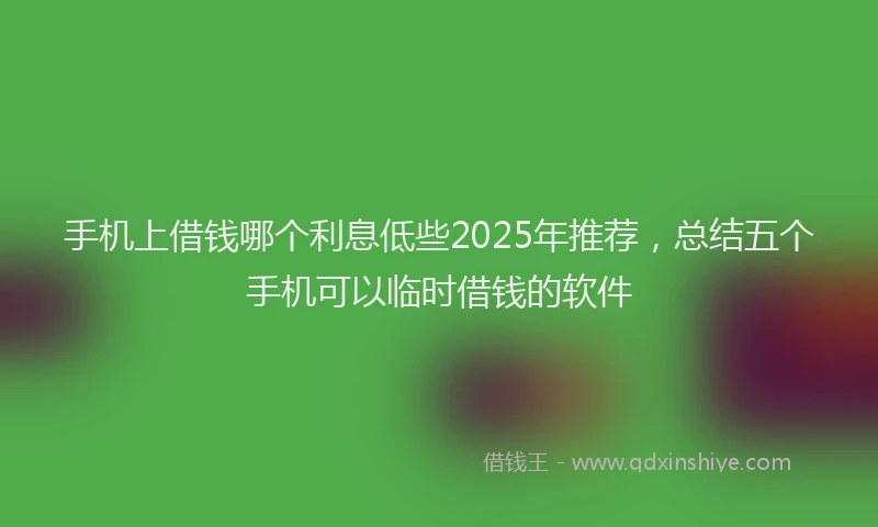 手机上借钱哪个利息低些2025年推荐，总结五个手机可以临时借钱的软件