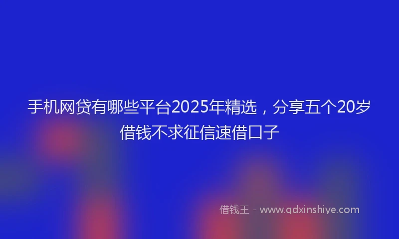 手机网贷有哪些平台2025年精选，分享五个20岁借钱不求征信速借口子