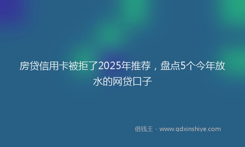 房贷信用卡被拒了2025年推荐，盘点5个今年放水的网贷口子
