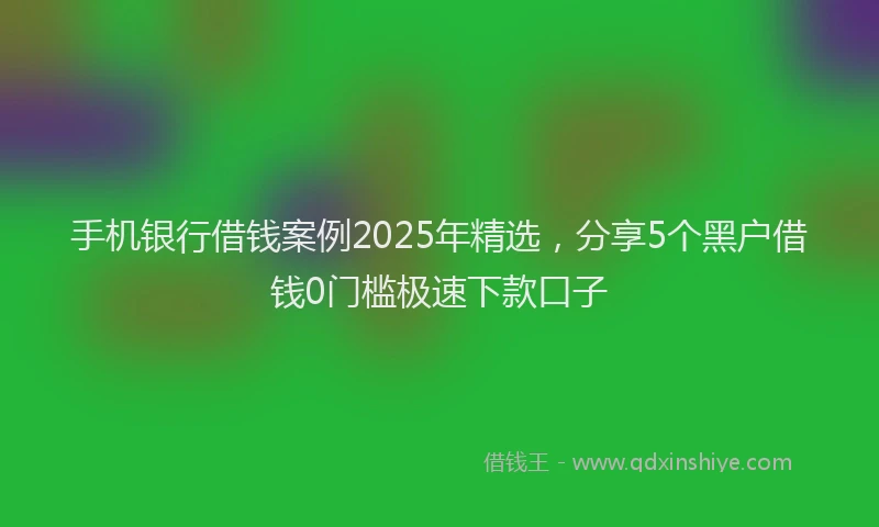 手机银行借钱案例2025年精选，分享5个黑户借钱0门槛极速下款口子