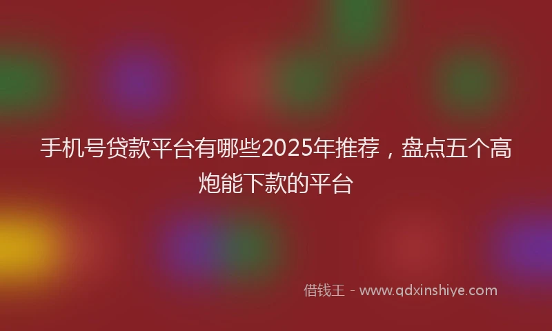手机号贷款平台有哪些2025年推荐，盘点五个高炮能下款的平台