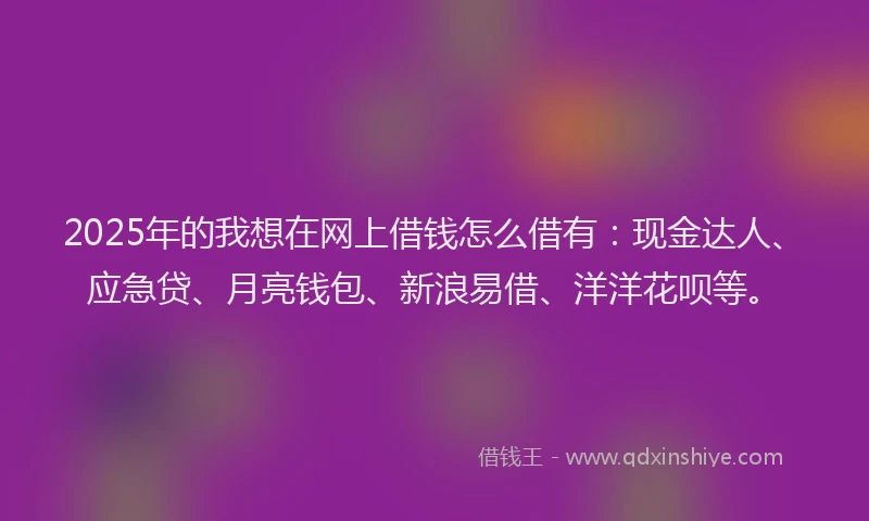 2025年的我想在网上借钱怎么借有：现金达人、应急贷、月亮钱包、新浪易借、洋洋花呗等。