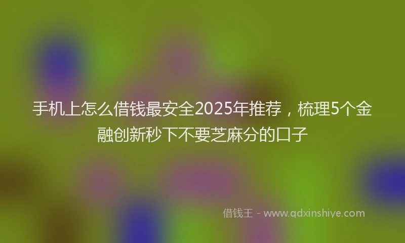 手机上怎么借钱最安全2025年推荐，梳理5个金融创新秒下不要芝麻分的口子