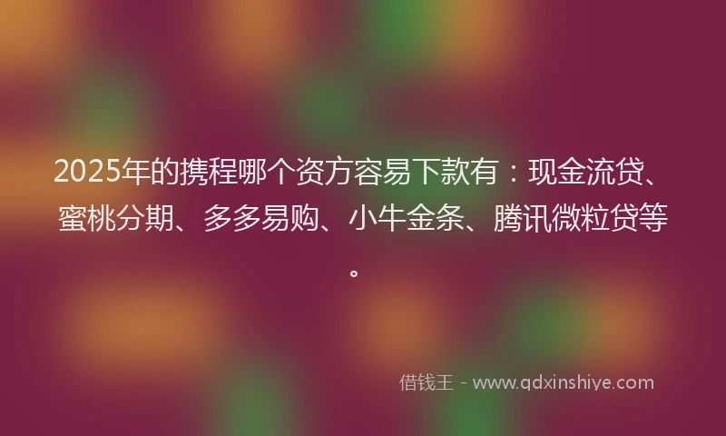 2025年的携程哪个资方容易下款有：现金流贷、蜜桃分期、多多易购、小牛金条、腾讯微粒贷等。